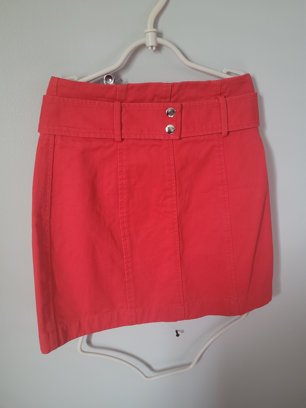 INTERMIX Coral Snap-Waist Mini Skirt
